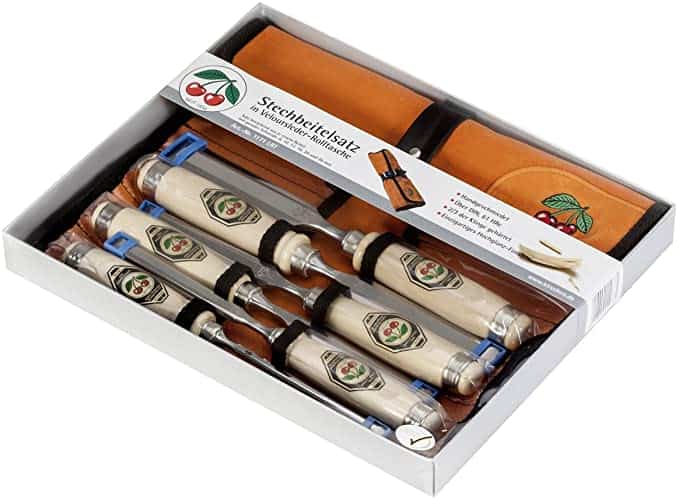 Two Cherries 500-1575 6-Piece Chisel Set with Custom Leather Roll - Wood Chisels